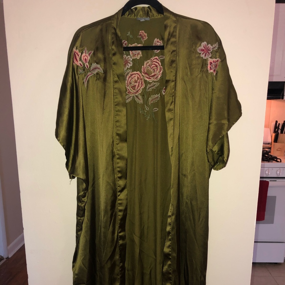 Olive Green Silk Shaw